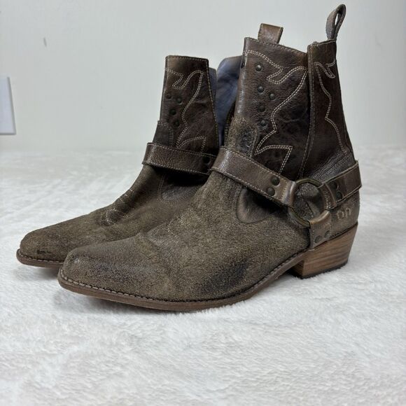 Bed Stu Women's 9.5 Canada Taupe Western Ankle Leather Boot Cobbler Distressed - Picture 3 of 15